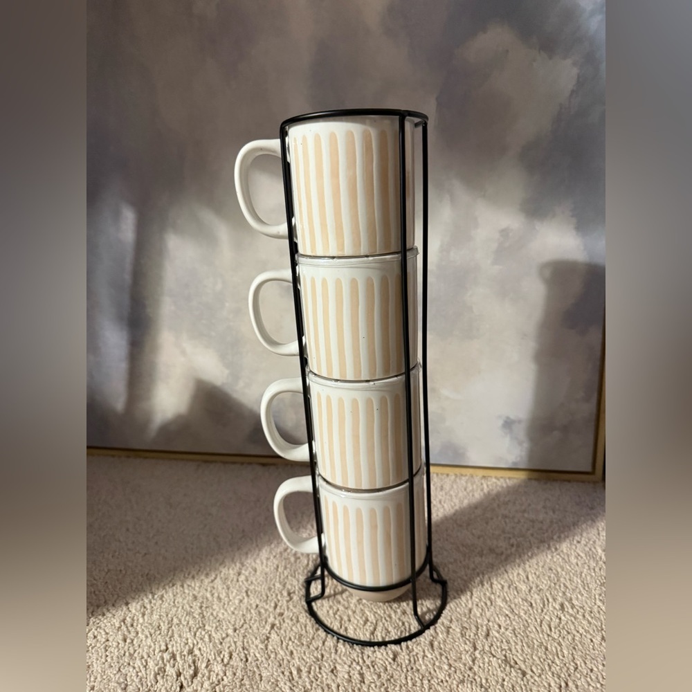 Threshold Cream and White Stacking Mugs with Stand